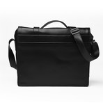 Large Coarse Leather Messenger Bag // Black