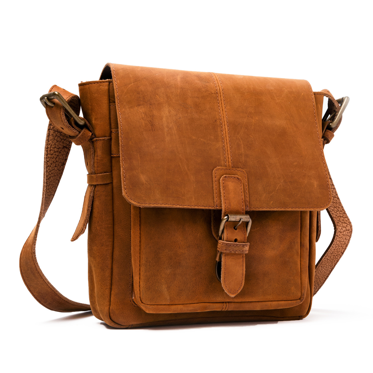 Distressed Leather Satchel With Pocket // Brown - HIDES Canada - Touch ...