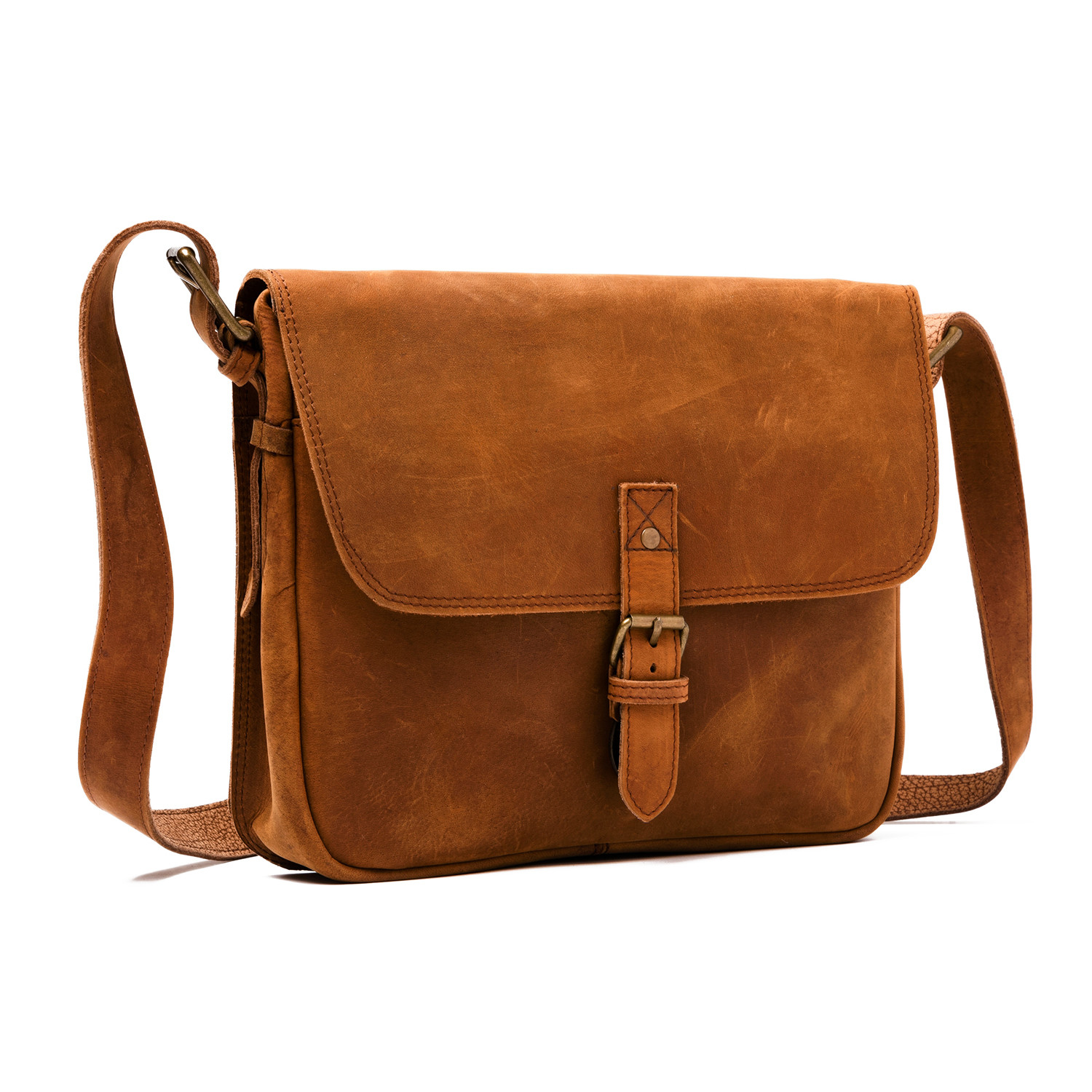 Distressed Leather Cross Body Messenger Bag Large // Brown - HIDES Canada - Touch of Modern