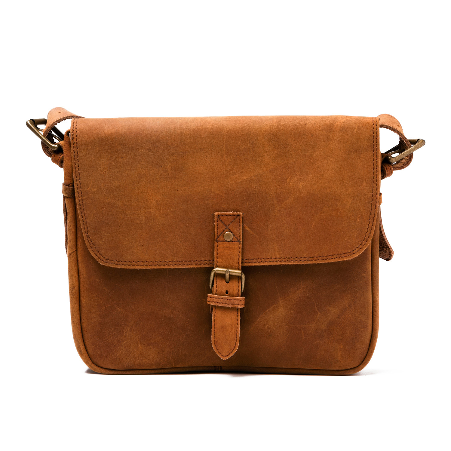 Distressed Leather Cross Body Messenger Bag Large // Brown - HIDES ...