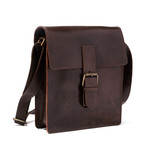 Small Travel Leather Satchel // Antique Brown
