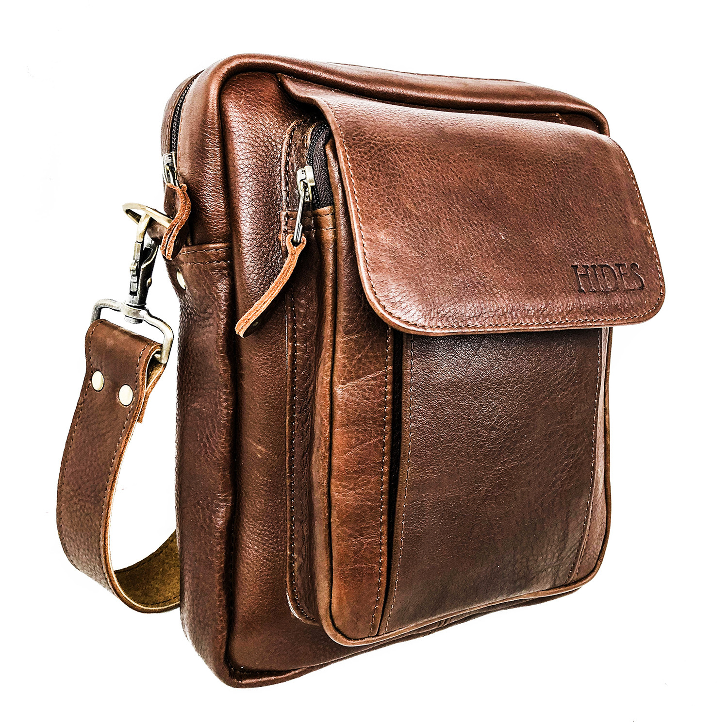 Travelers Leather Cross Body Bag // Pebbled Brown - HIDES Canada ...
