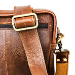 Travelers Leather Cross Body Bag // Pebbled Brown