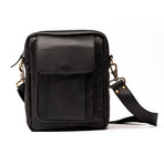 Travelers Leather Cross Body Bag // Black