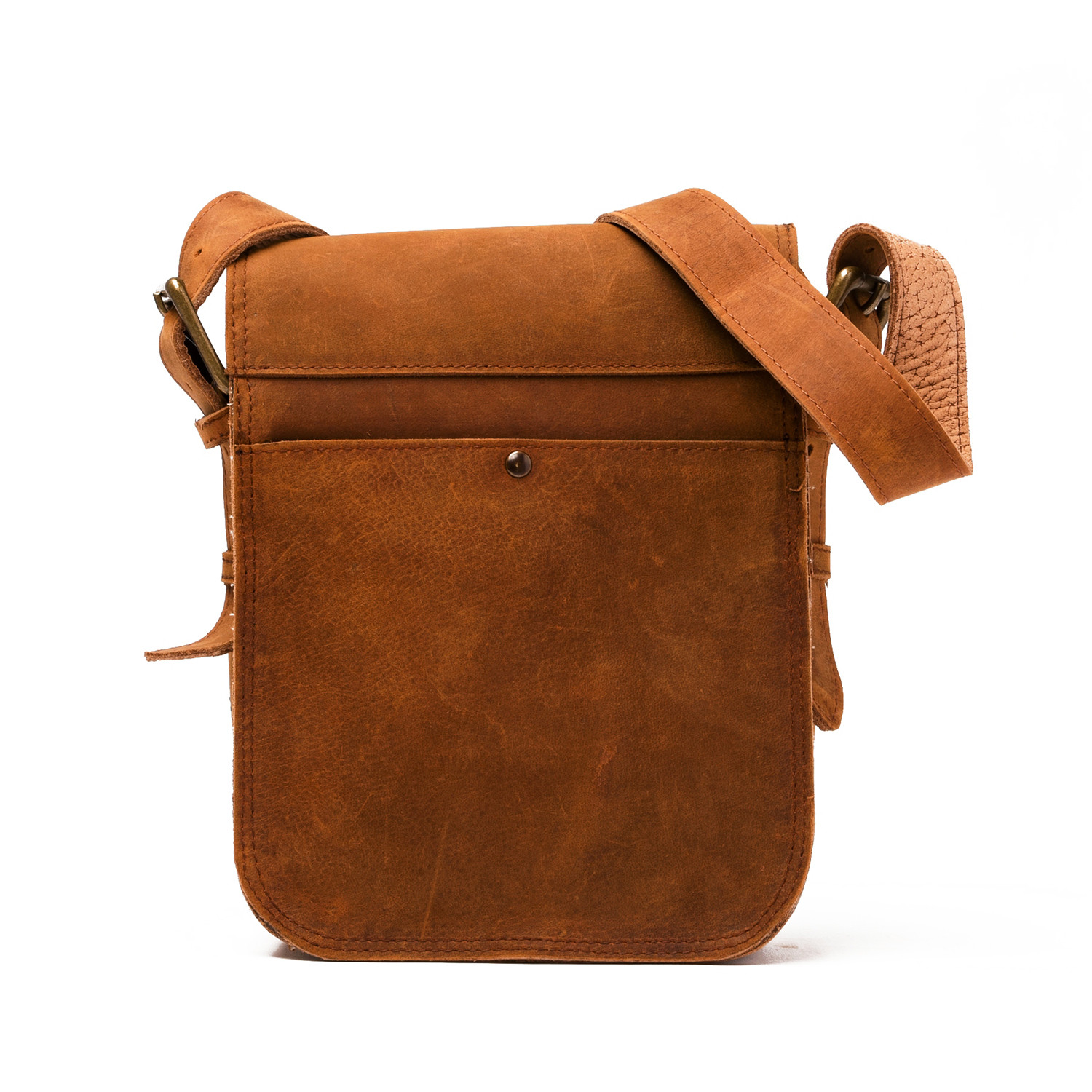 Distressed Leather Cross Body Messenger Bag // Brown - HIDES Canada ...