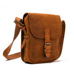 Distressed Leather Cross Body Messenger Bag // Brown