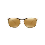 Men's Mirrored Rectangle Sunglasses // Matte Brown + Brown Mirror