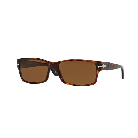 Men's Rectangle Polarized Sunglasses // Havana + Brown