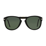 Persol // Men's 714 Iconic Polarized Folding Sunglasses // Black + Gray (Size 52-21-140)