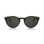 Classic Round Sunglasses // Black + Green (Size 50-19-145)
