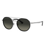 Men's Round Aviator Sunglasses // Silver Black + Gray Gradient