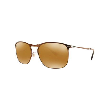 Men's Mirrored Rectangle Sunglasses // Matte Brown + Brown Mirror