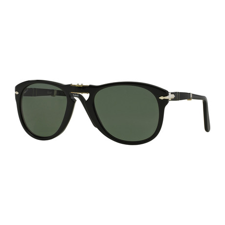 Persol // Men's 714 Iconic Polarized Folding Sunglasses // Black + Gray (Size 52-21-140)