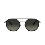Men's Round Aviator Sunglasses // Silver Black + Gray Gradient