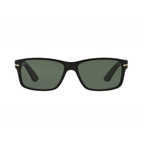Persol // Men's Large Rectangle Polarized Sunglasses // Matte Black