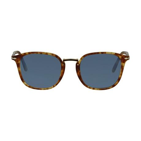 Men's Rectangle Combo Evolution Sunglasses // Spotted Brown Beige + Blue