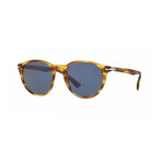 Men's Classic Round Sunglasses // Striped Brown Yellow + Gray