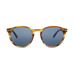 Men's Classic Round Sunglasses // Striped Brown Yellow + Gray