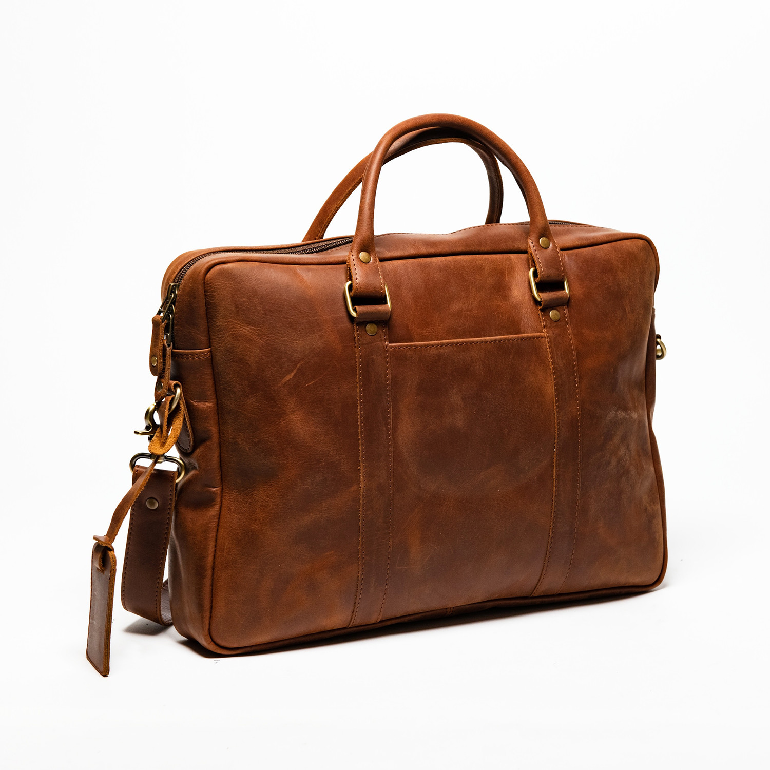 mens distressed leather briefcase