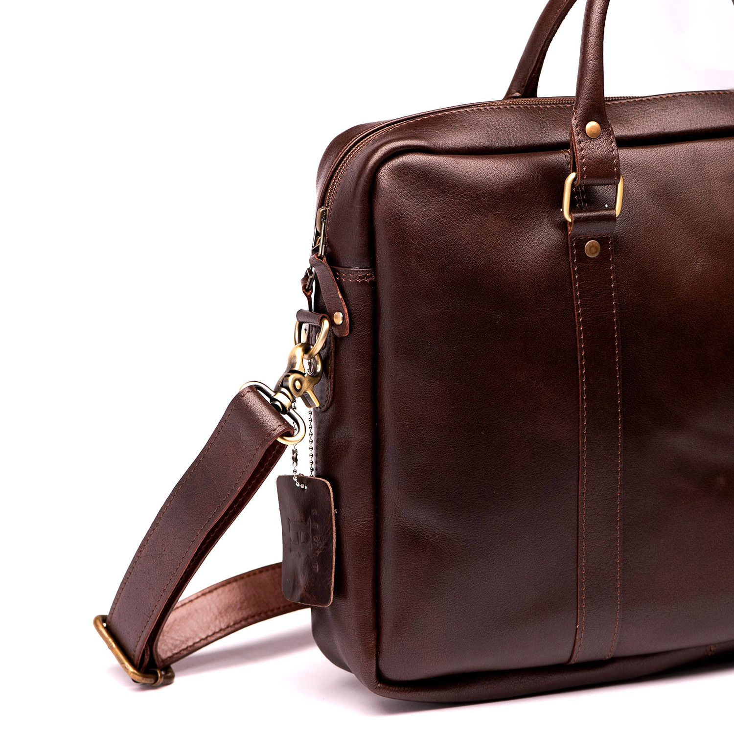 mens leather slim briefcase