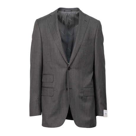 Wool Herringbone Slim Fit Suit // Gray (US: 44S)