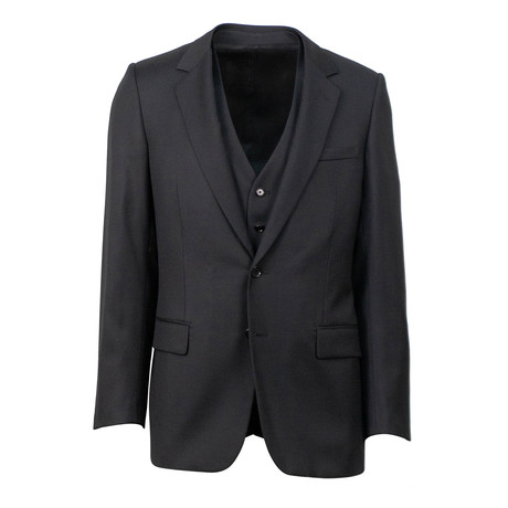 3 Roll 2 Button Athletic Fit 3-Piece Suit // Black (US: 44S)