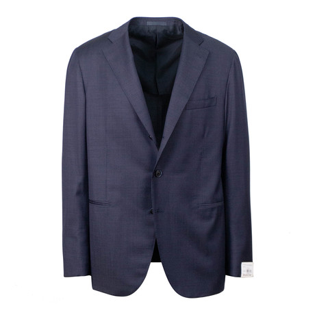 Wool Woven 3 Roll 2 Button Slim Fit Suit // Navy Blue (US: 44S)