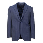 Pinstriped 3 Roll 2 Button Slim Fit Suit // Blue (US: 44S)