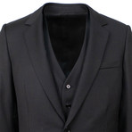 3 Roll 2 Button Athletic Fit 3-Piece Suit // Black (US: 44S)