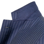 Pinstriped 3 Roll 2 Button Slim Fit Suit // Blue (US: 44S)