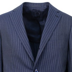 Pinstriped 3 Roll 2 Button Slim Fit Suit // Blue (US: 44S)