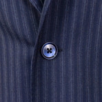 Pinstriped 3 Roll 2 Button Slim Fit Suit // Blue (US: 44S)