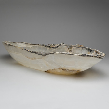 Large Natural Polished Onyx Canoe Bowl from Mexico // II