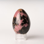 Polished Natural Imperial Rhodonite Egg + Acrylic Stand