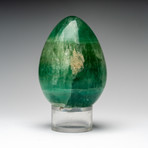 Polished Natural Green Fluorite Egg + Acrylic Stand