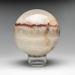 Polished Banded White Onyx Sphere + Acrylic Stand
