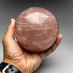 Large Natural Polished Rose Quartz Sphere + Acrylic Stand