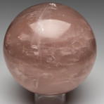 Large Natural Polished Rose Quartz Sphere + Acrylic Stand