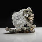 Natural Selenite Crystal on Druzy Quartz Matrix