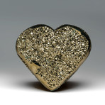 Large Natural Polished Pyrite Heart + Acrylic Stand