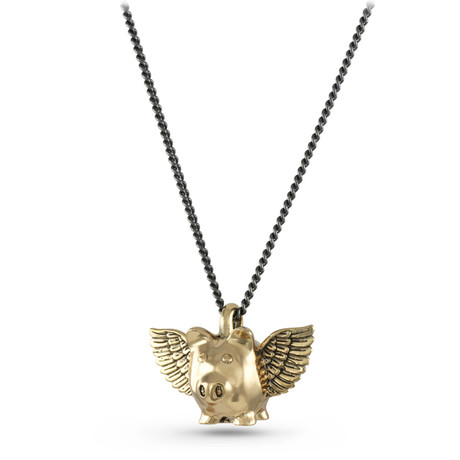 Flying Pig Necklace // Bronze (20")