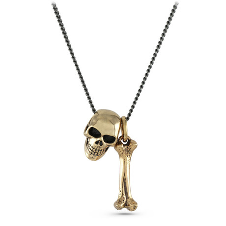 Skull & Bone Necklace // Bronze (20")