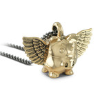 Flying Pig Necklace // Bronze (20")