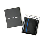 Smooth Leather Tri-Fold Wallet with RFID (Black + Blue)