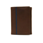 Smooth Leather Tri-Fold Wallet with RFID (Black + Blue)
