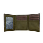 Tri-Fold Pebble Grain Wallet with RFID // Brown + Olive