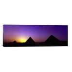 Silhouette of pyramids at dusk, Giza, Egypt // Panoramic Images (36"W x 12"H x 0.75"D)
