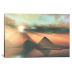 Sunrays Shine Down On Three Pyramids Along The Nile River On The Giza Plateau // Corey Ford (18"W x 12"H x 0.75"D)