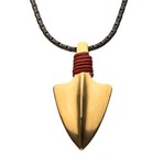 Stainless Steel Gold + Antique Arrow Head Pendant + Chain