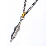 Antique Finish + Antiqued Gold Plated Bail Medieval Blade Pendant